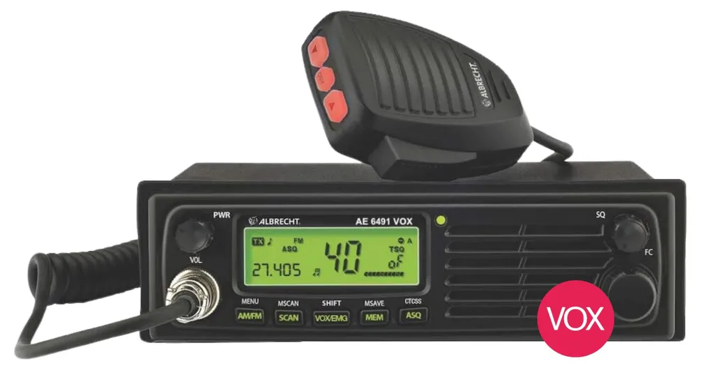 Radio CB Albrecht AE 6491 VOX Format DIN avec Haut-parleur en Façade