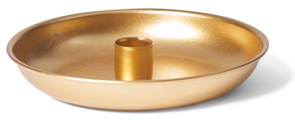 Novaliv Stabkerzenhalter rund Metall Durchmesser 18cm GOLD Kerzenhalter Kerzenteller Dekoschale Weihnachtsdekoration Tafelkerzen candle holder Kerz...
