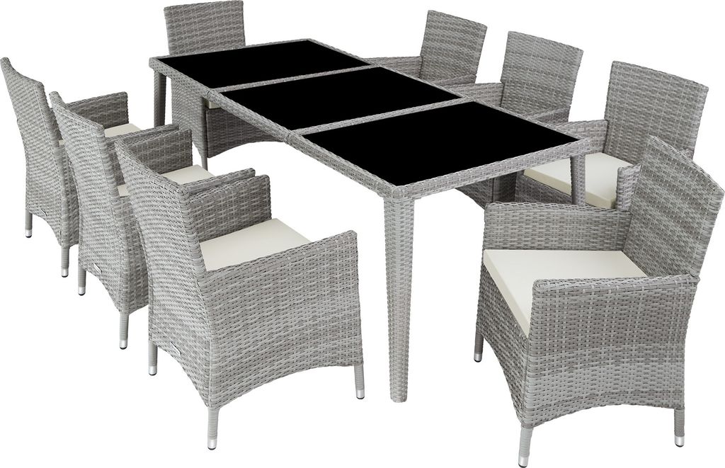 tectake® Aluminium Rattan Sitzgruppe Menorca wetterfest und Produktbild 