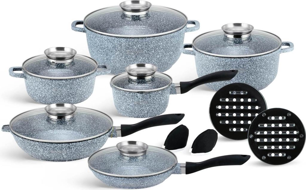 Modernes 16-teiliges Topfset, Granit, INDUCTION, Produktbild 