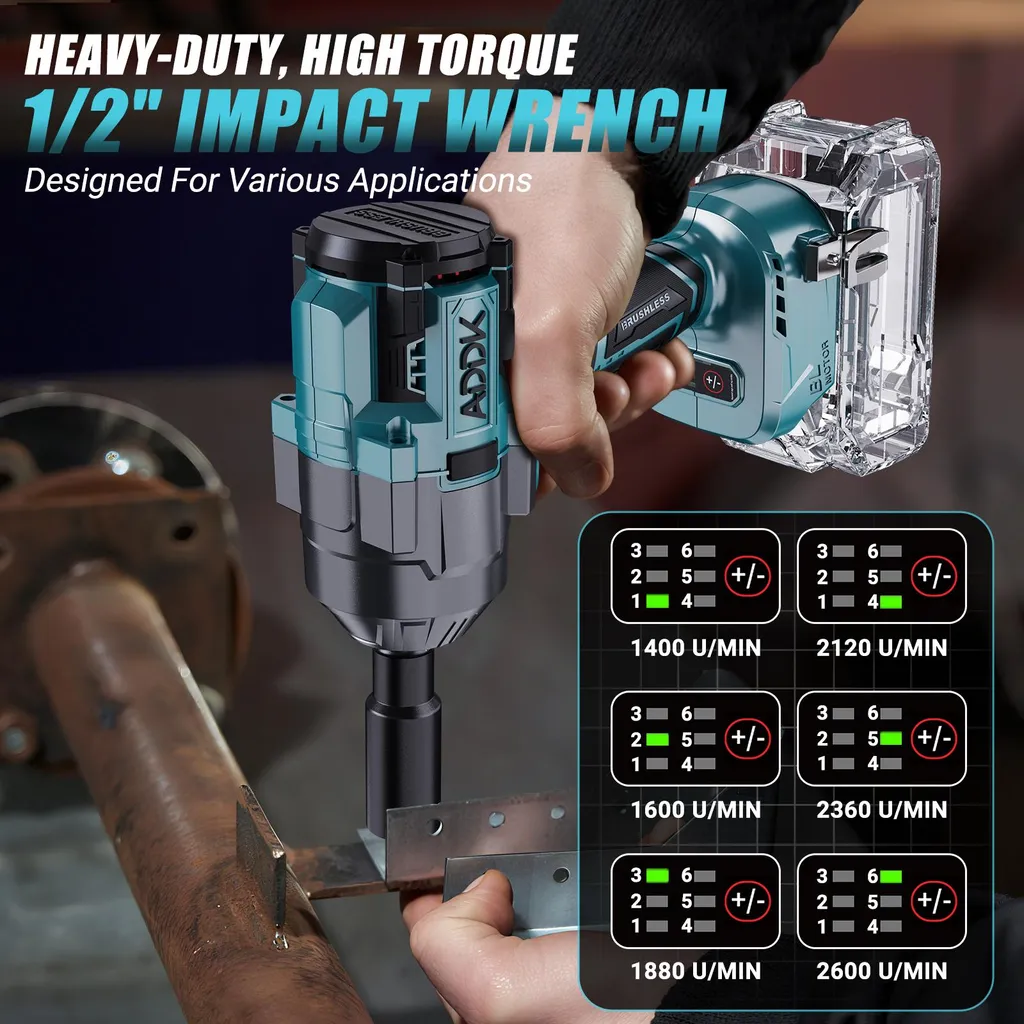 Clé à chocs 21V brushless pour débloquer boulons difficiles et pneus - 7