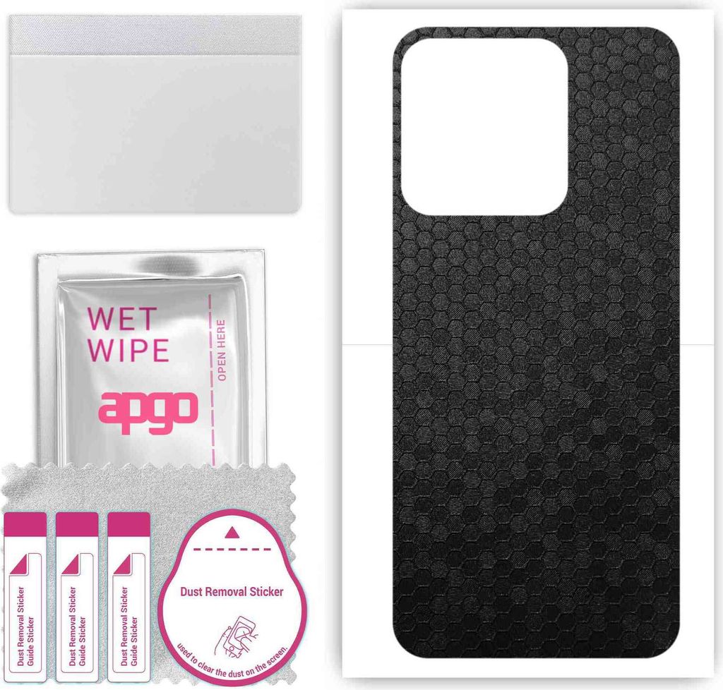 apgo Rückseite Schutzfolie, Skin, kompatibel mit Tecno Spark 8, Hinten Displayschutzfolie aus Vinylfolie, kratzfest, einfache Montage - Schwarze H...