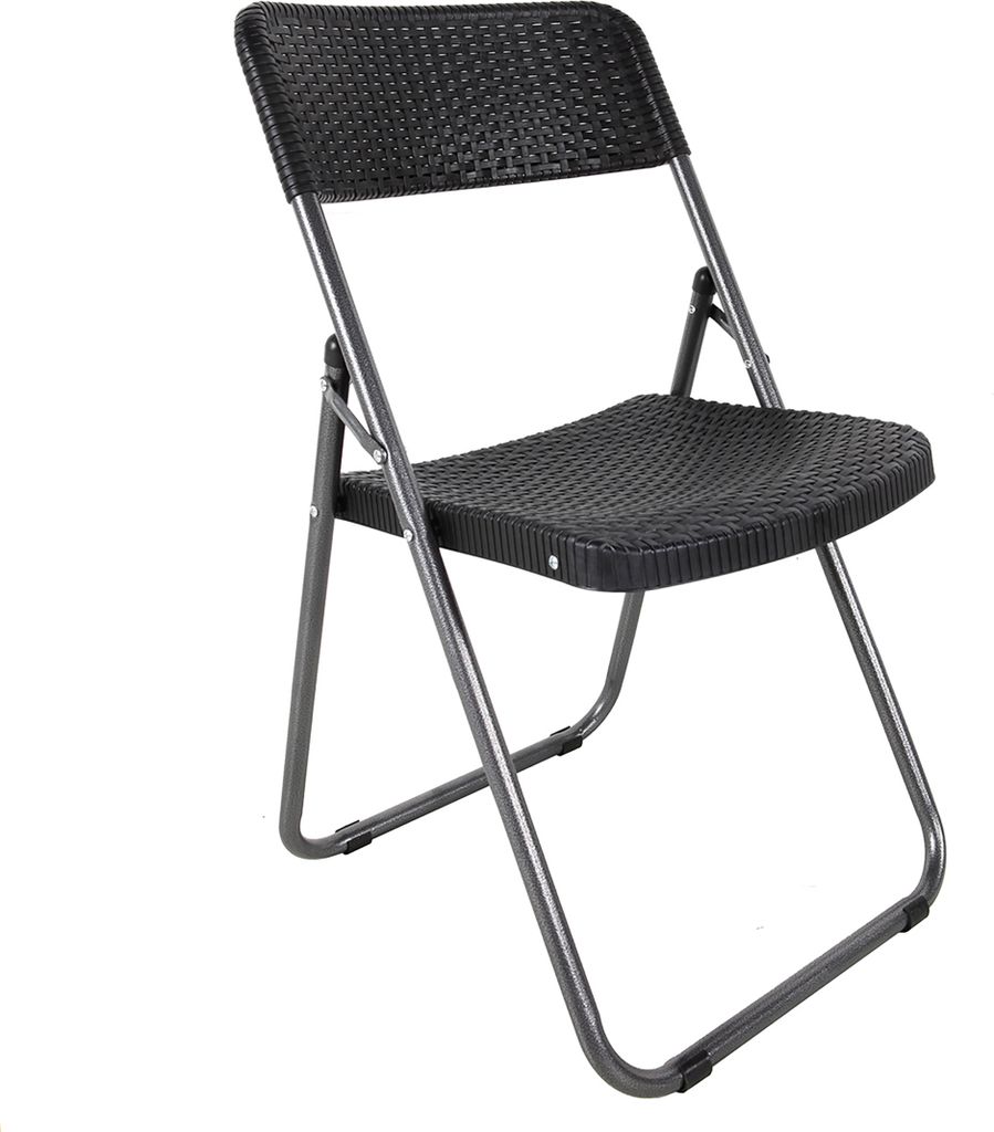 3.00 Metall Klappstuhl im Rattan Design - bis 120 Kg belastbar - Garten Beistell Stuhl