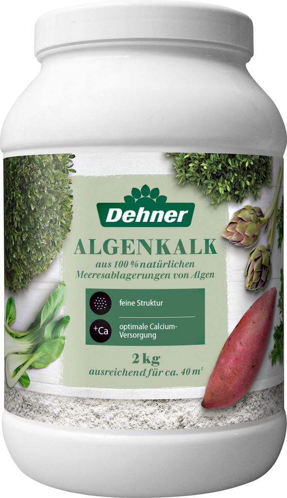 Dehner Algenkalk, hochwertiger Dünger zur Blattdüngung / Bodendüngung, aus 100 % natürlichen Meeresablagerungen, hoher Calciumgehalt, 2 kg, fü...