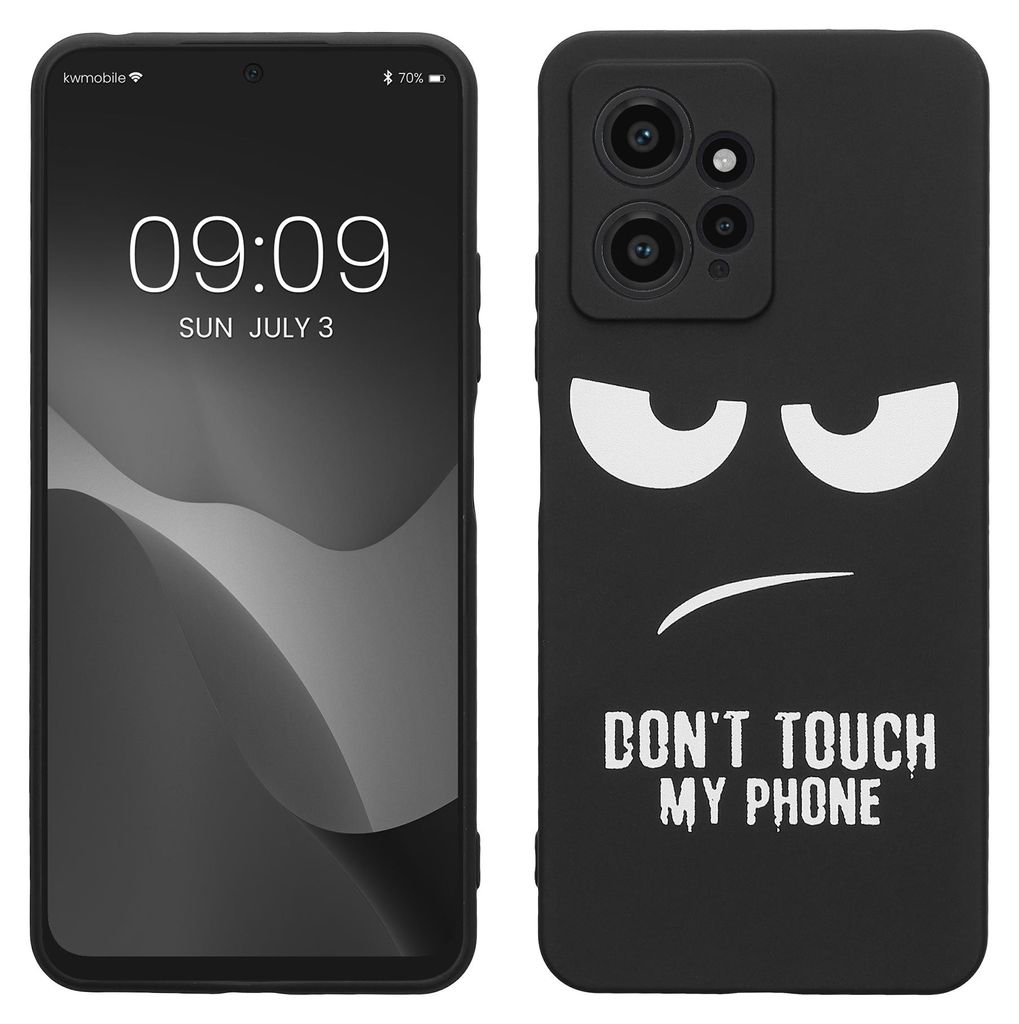 kwmobile Hülle kompatibel mit Xiaomi Redmi Note 12 (4G) - Handyhülle Silikon Case - Don't touch my Phone Weiß Schwarz