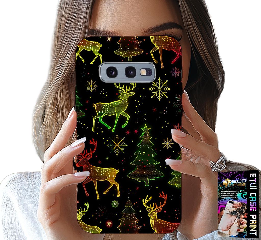 Hülle Für Samsung Galaxy S10E - Rentier, Schneeflocke, Weihnachtsbaum + Folie