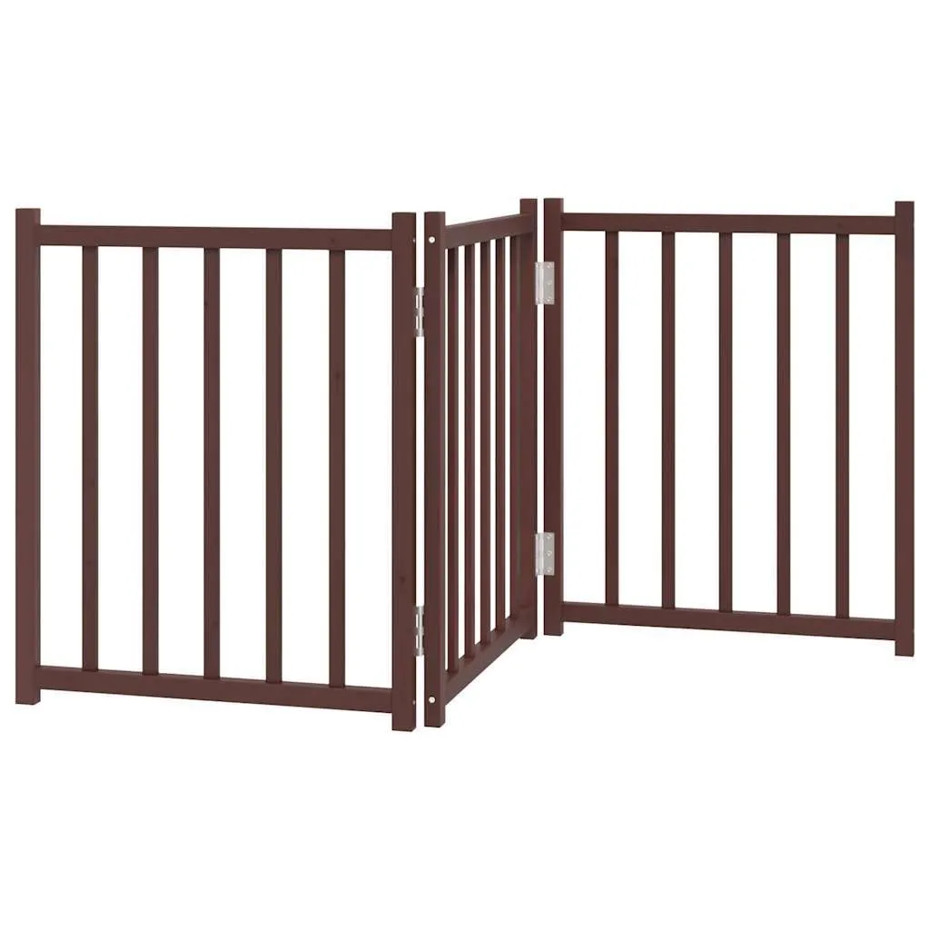 Barrière chien sans perçage 150 cm pliable en sapin massif chêne brun