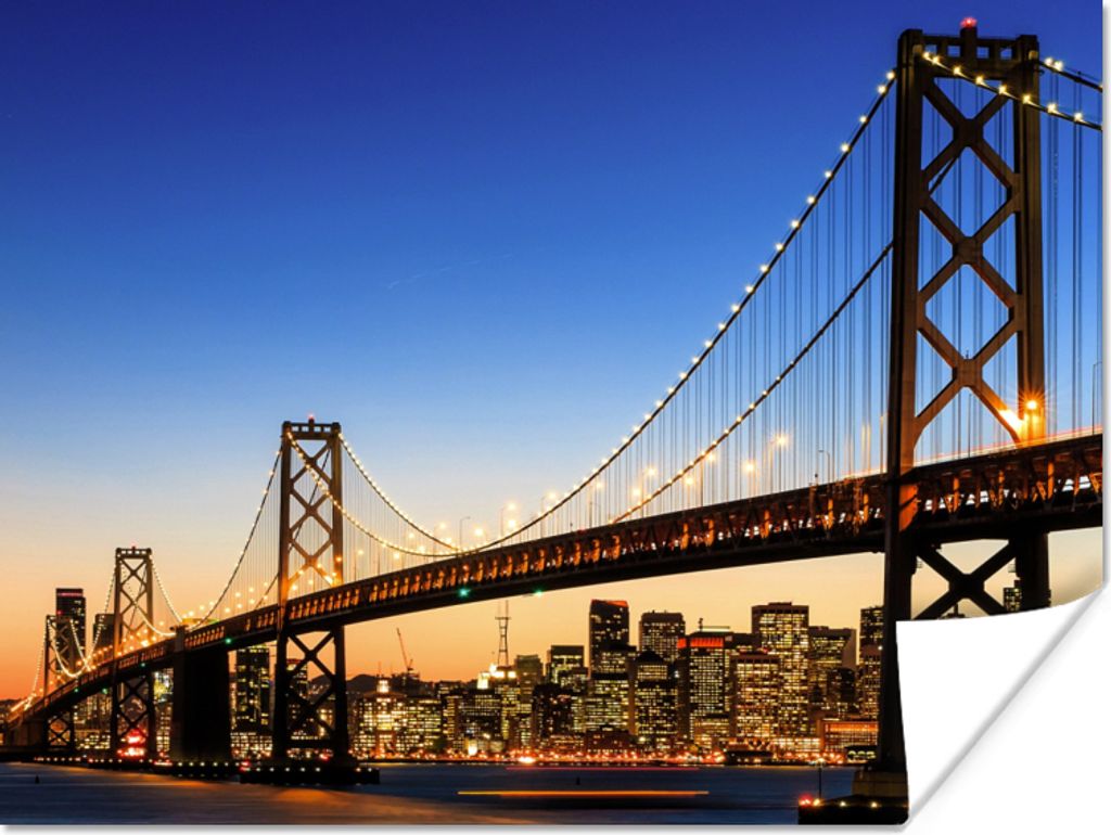 MuchoWow Poster Brücke - San Francisco - Skyline 120x90 cm - Wandbild