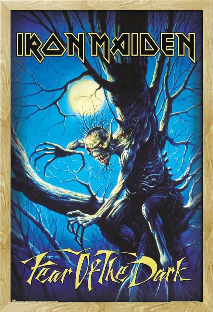 Quadro Iron Maiden Fear of the Dark Poster + Cornice Faggio 61x91