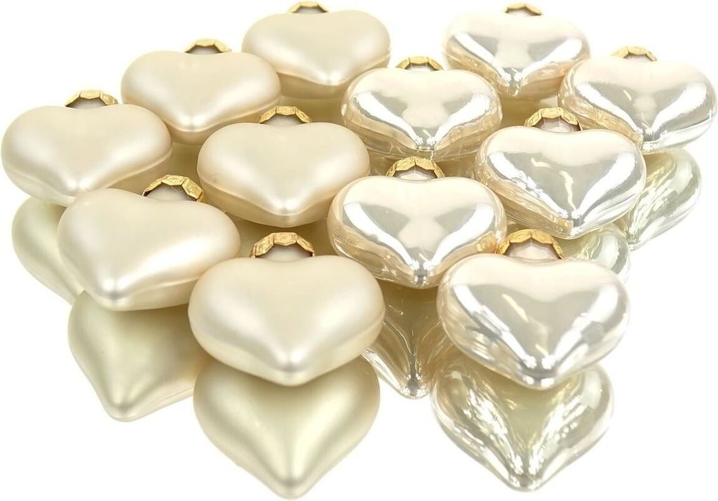 Weihnachtsanhänger Herz Pearl beige 4 cm aus Glas - 12er Produktbild 