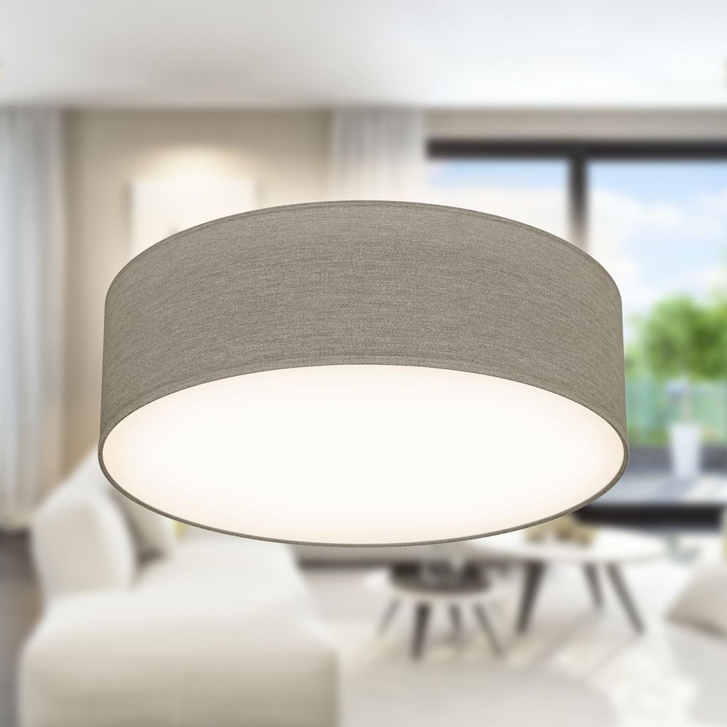 B.K.Licht - Deckenlampe mit Lampenschirm aus Stoff, Taupe, Produktbild 