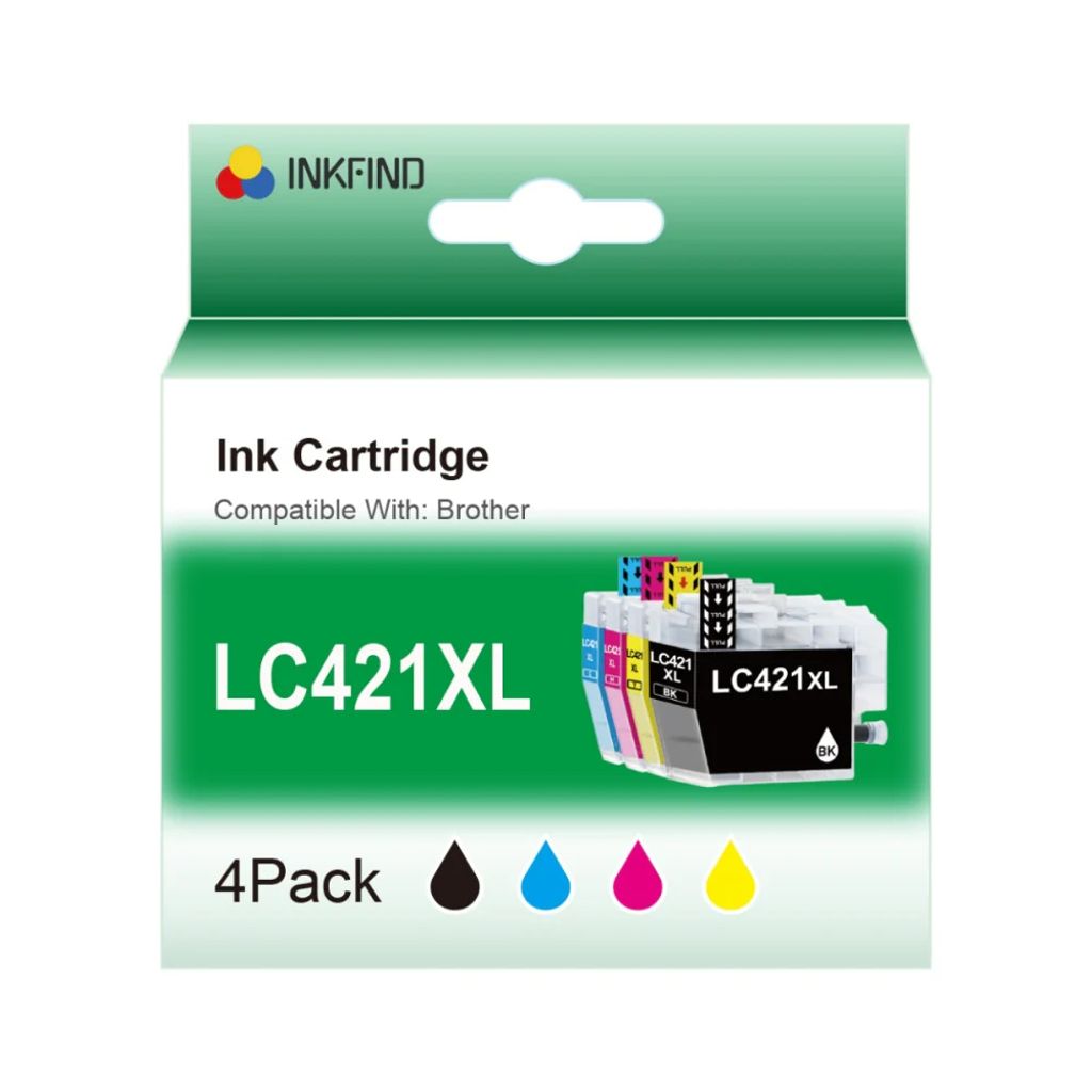 INKFIND LC421XL Tintenpatronen Multipack für BrotherLC421 BrotherLC421XL Brother LC-421 LC-421XL 4 Stück (1 x Schwarz, 1 x Cyan, 1 x Magenta, 1 x...