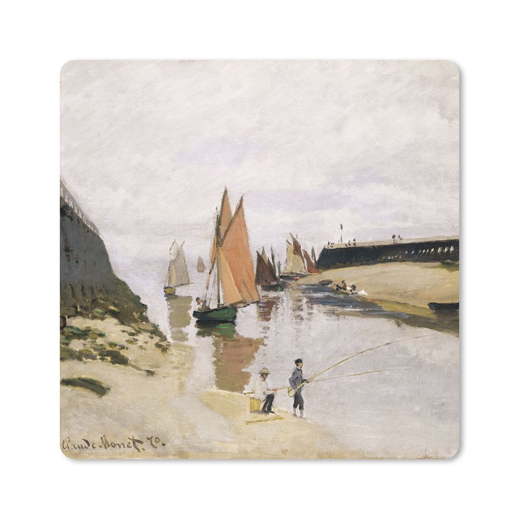MuchoWow Mauspad Mousepad Einfahrt in den Hafen von Trouville - Claude Monet 30x30 cm - Mousepads - Maus Mat - Pad - Mausunterlage - Gaming