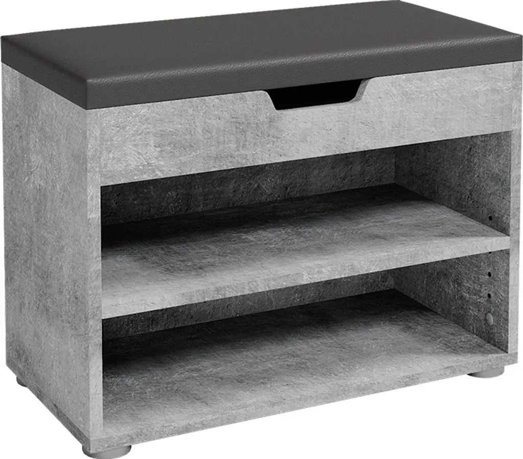 Banc de rangement chaussures béton 60cm solide et gain de place