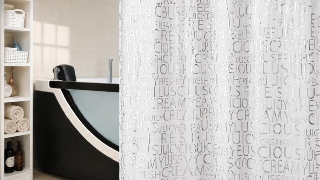 Spirella Creamy Silver Duschvorhang 180x200 Textil Weiß Produktbild 