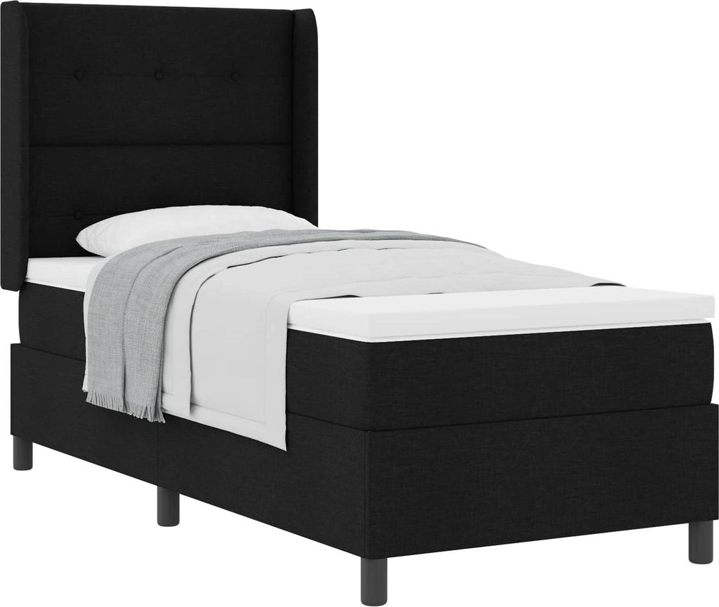 Boxspringbett mit Matratze Schwarz 200 x 90 cm Stoff