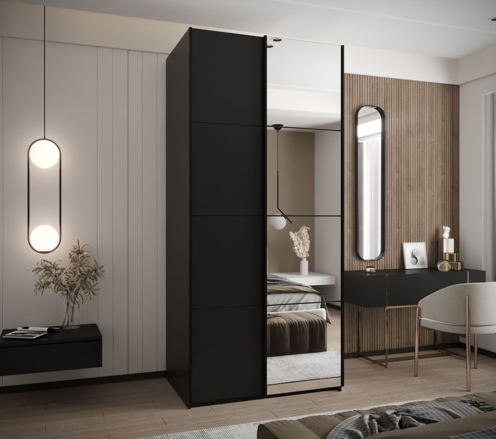 Zweitüriger Kleiderschrank SAMARA 3 - 110 cm, schwarz/schwarz