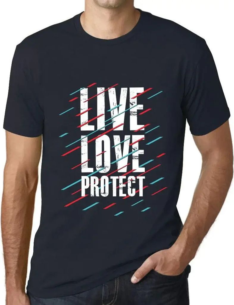 Herren Grafik T-Shirt Leben lieben und schützen – Live Love & Protect – Öko-Verantwortlich Vintage Jahrgang Kurzarm Lustige Druck Geburtstag ...