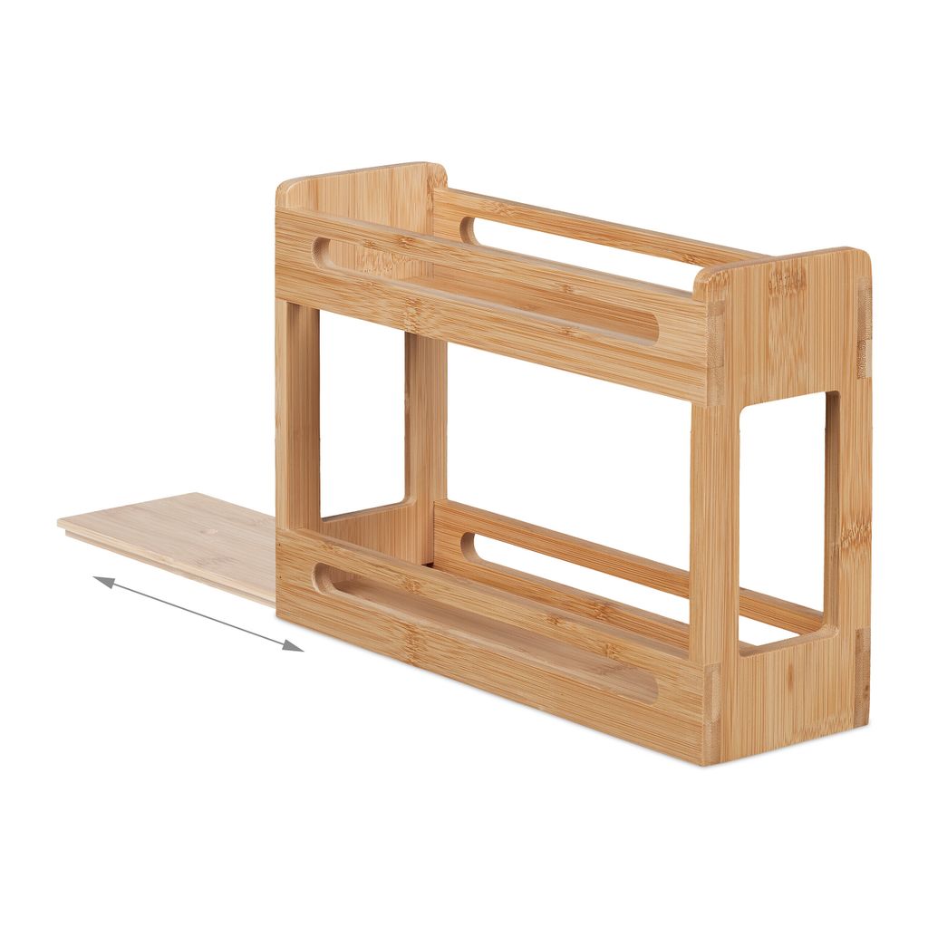 Relaxdays Gewrzregal Bambus Mit 16 Glsern  4 Etagen Gewrztreppe  Stehend, HBT 35x30x9 Cm Verstellbares Gewrzregal
