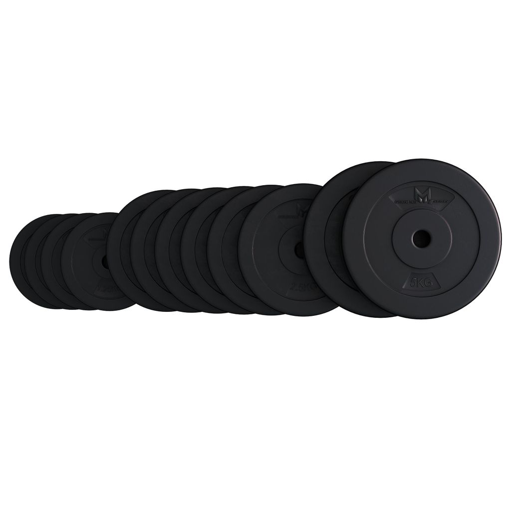 GYRONETICS Hantelscheiben - 30kg Set, 2 x 5 kg, 6 x 2,5 kg, 4 x 1,25 kg Gewichte, 25 mm Bohrung, Kunststoff, Zement Sand Füllung - Gewichtsschei...