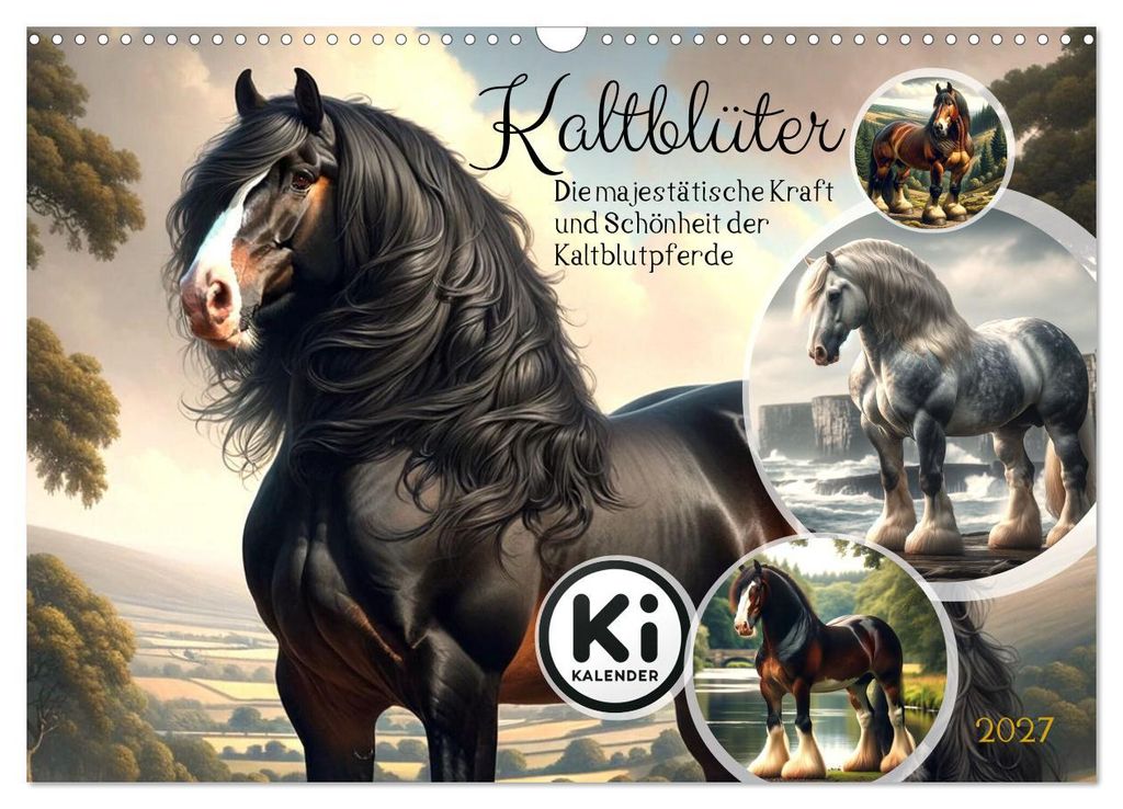 Kaltblüter - Die majestätische Kraft und Schönheit der Kaltblutpferde (Wandkalender 2027 DIN A3 quer), CALVENDO Monatskalender