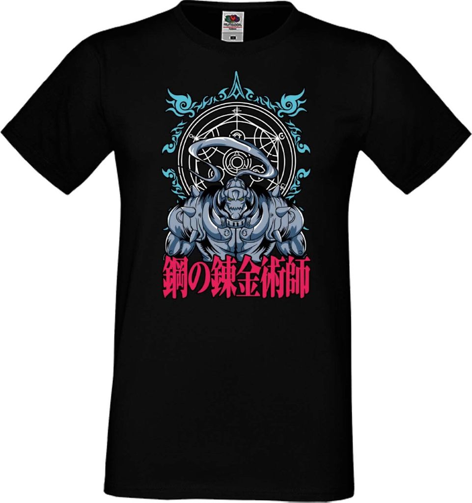 Herren T-Shirt Anime Manga Fullmetal Alchemist Alphonse Elric Elric Alphonse, Man 4XL / Schwarz