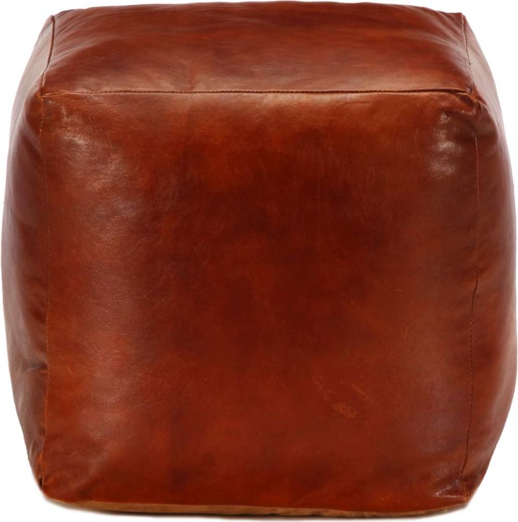 vidaXL Pouf Světle hnědý 40 x 40 x 40 cm Pravá kozí kůže Obrázek produktu 