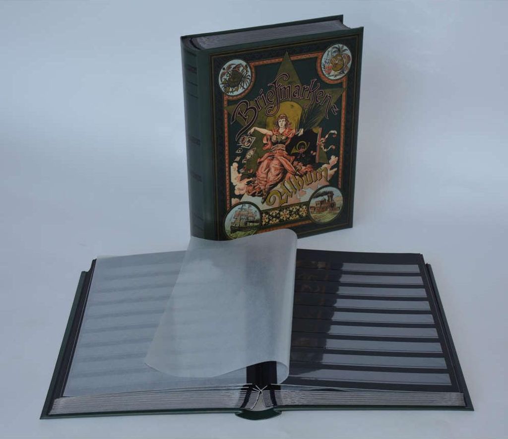 Briefmarkenalbum Einsteckalbum 60 schwarze Seiten Nostalgie-Album "Kolonial"