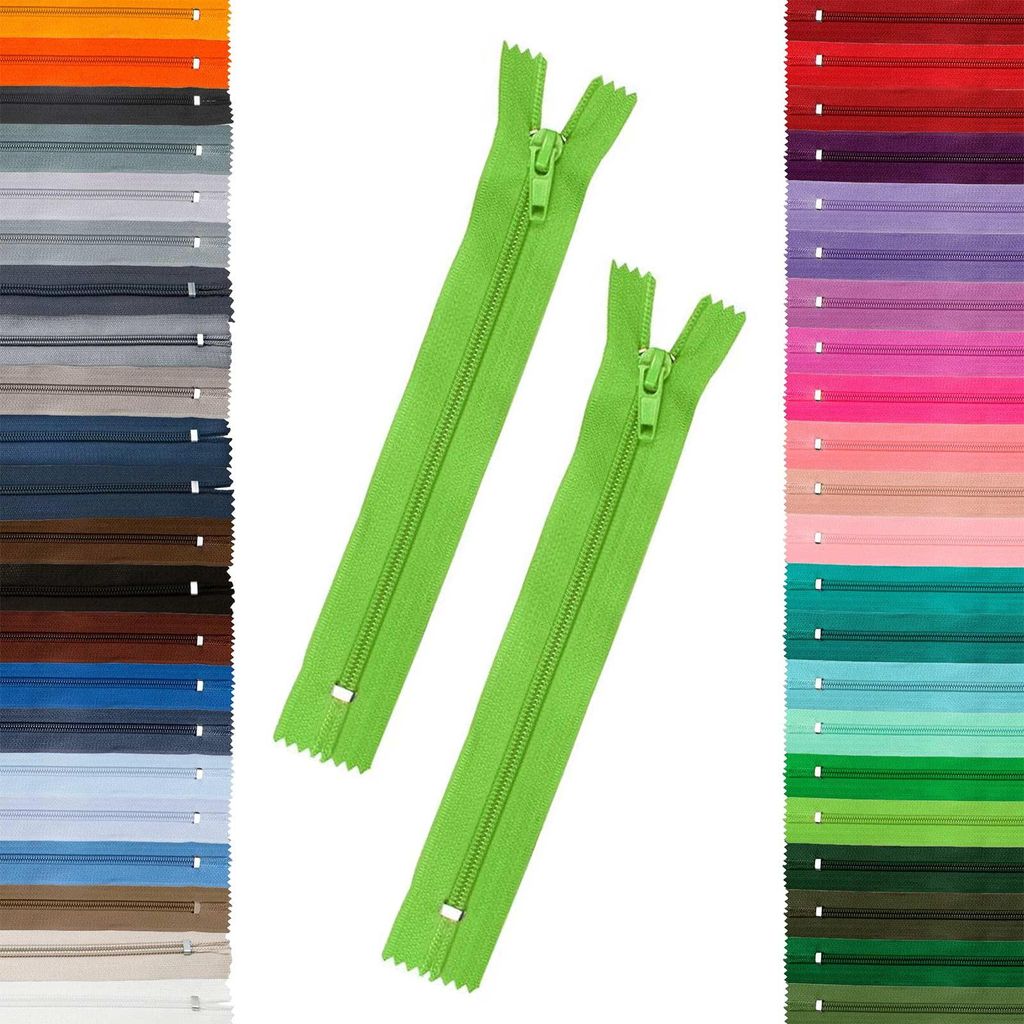 50 Reißverschlüsse 5mm spiral, 18cm, unteilbar, Autolock, Farbe frei wählbar, Farbe:536 grasgrün