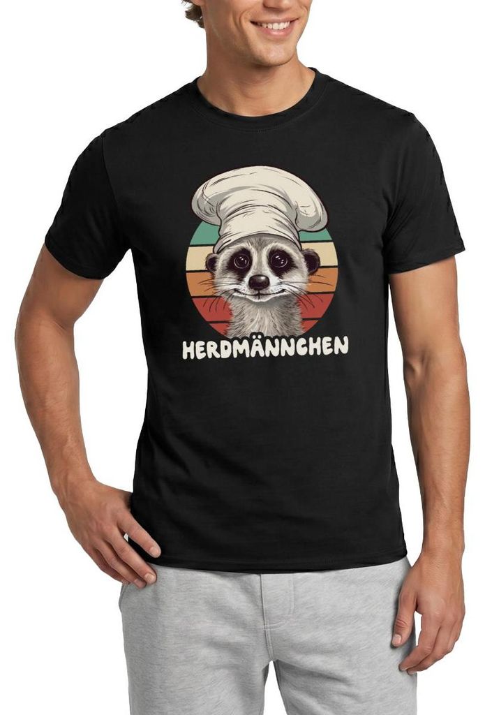 Spreadshirt Cooles Herdmännchen Erdmännchen Koch Design Männer T-Shirt, XXL, Schwarz