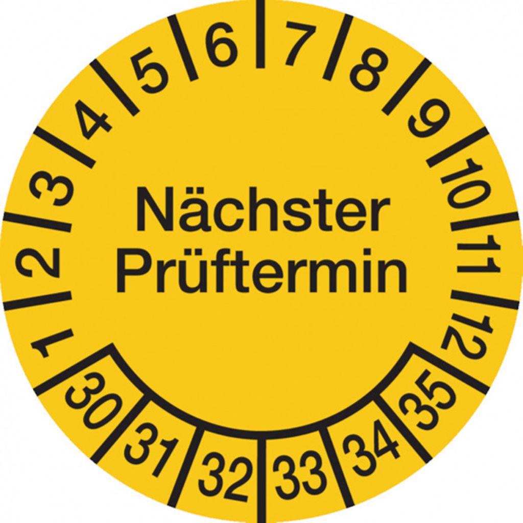Dreifke Prüfplakette, Nächster Prüftermin, Folie, gelb/schwarz, - 15 mm Foli...
