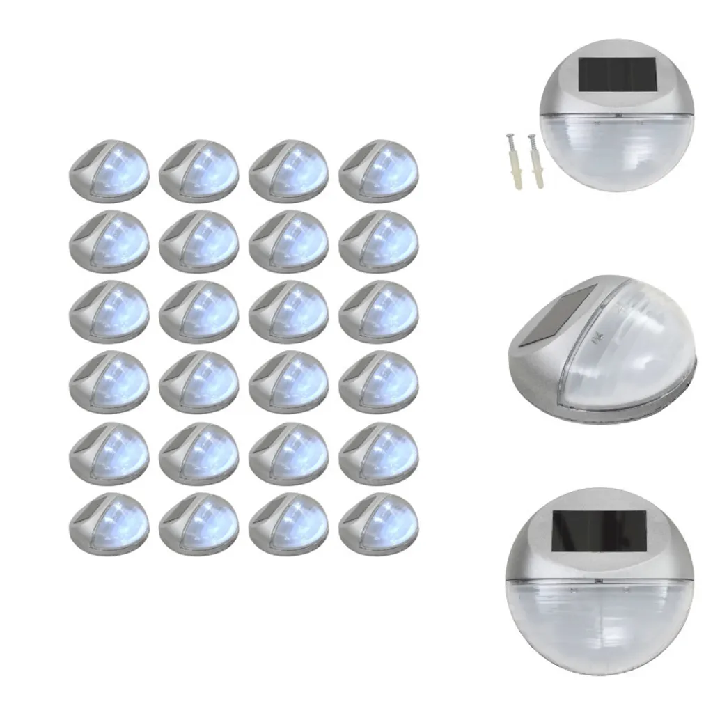 Sistema Illuminazione Solare 24 LED vidaXL Argento - Eco-Friendly Outdoor