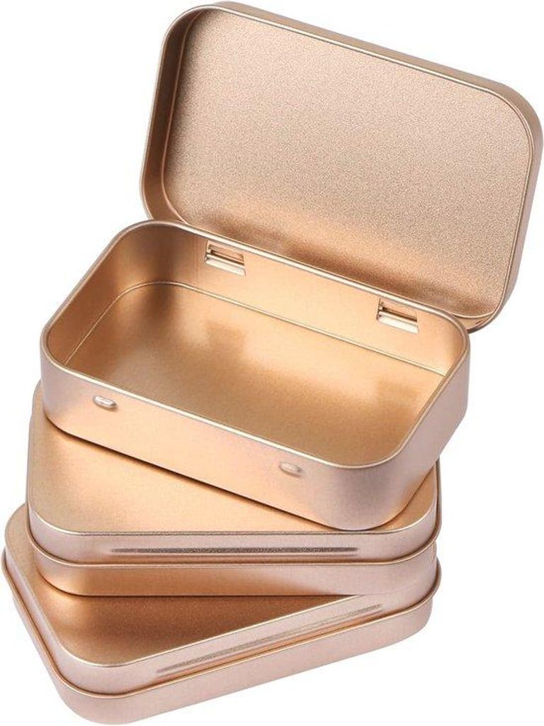 3er Set kleine metallische Rechteck- Schubladenboxen mit Abdeckung Mini tragbarer Schubladenbox leere handwerkliche Behälter kleiner Aufbewahrungs...
