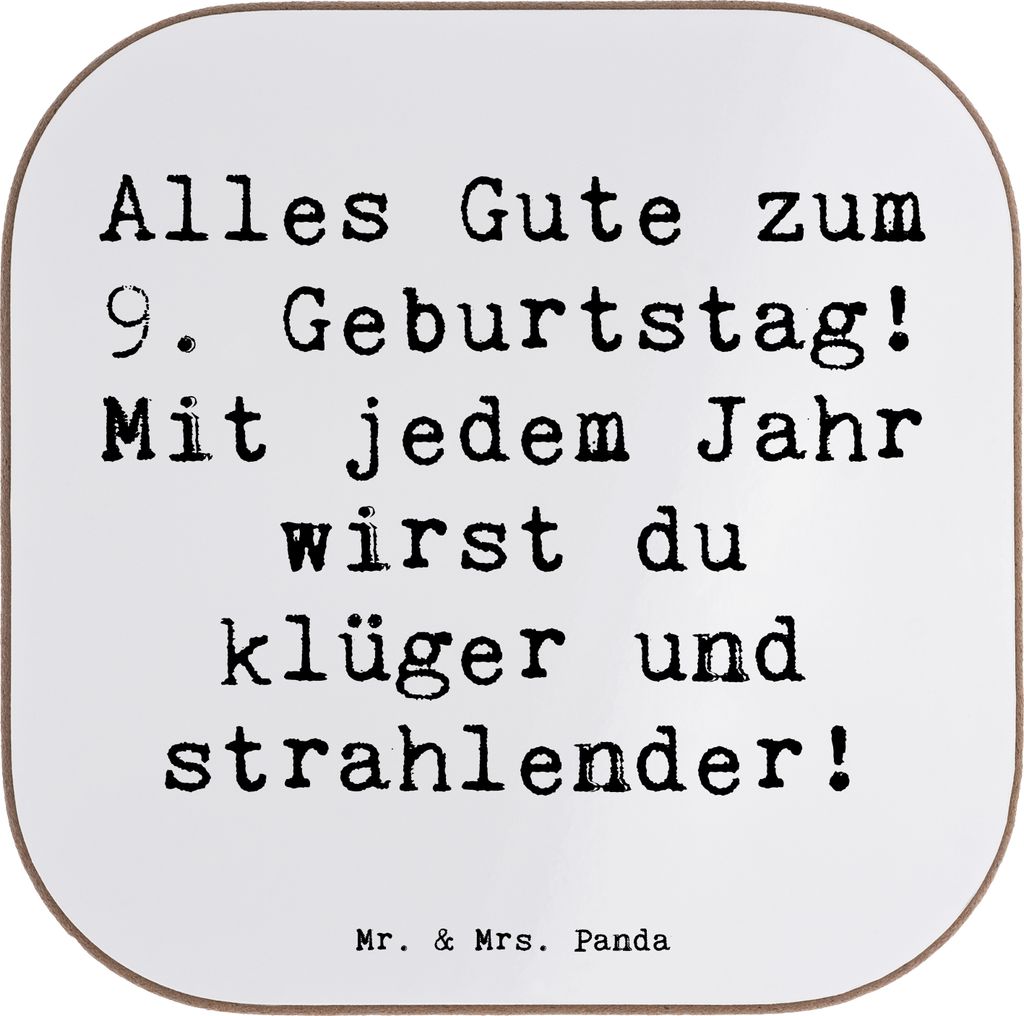 Mr. & Mrs. Panda Tischuntersetzer Spruch 9. Geburtstag Wünsche - Weiß - Geschenk, Untersetzer Gläser, Geburtstagswünsche, gläseruntersetzer, C...