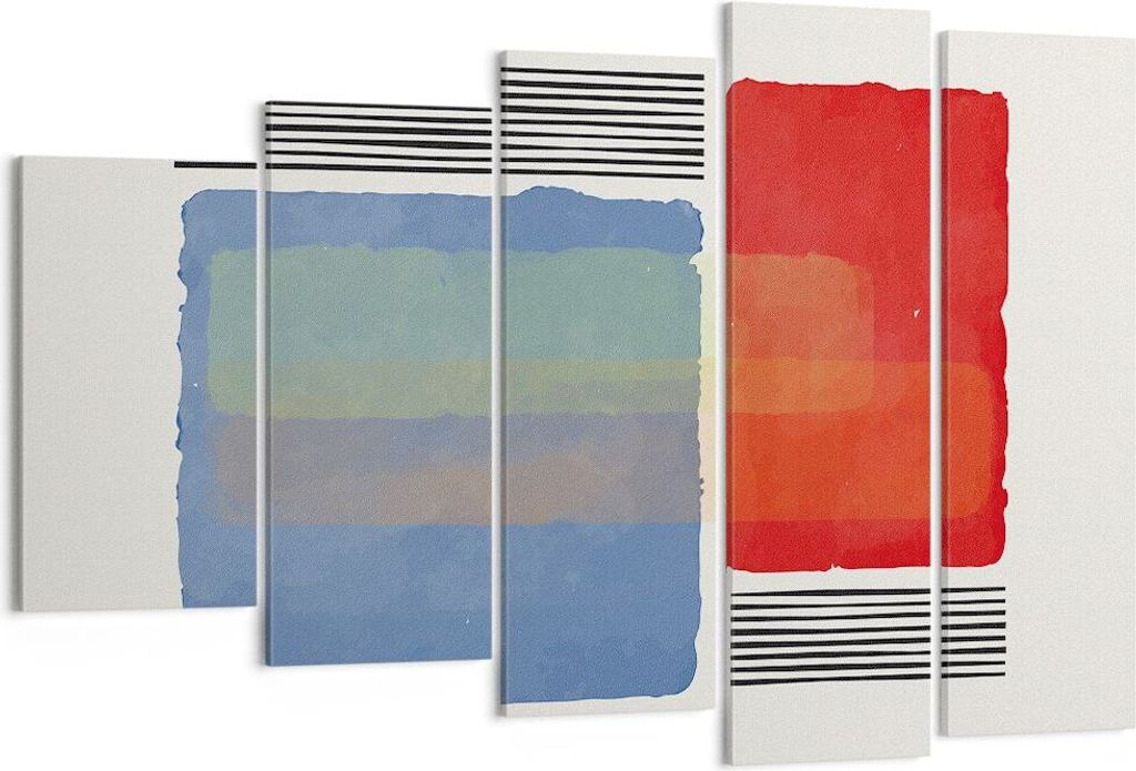 Bild auf Leinwand - Leinwandbild - 5 Teile - Stück Geometrisch Rechtecke - 150x100cm - Wand Bild - Wanddeko - Wandbilder - Leinwanddruck - Bilder ...