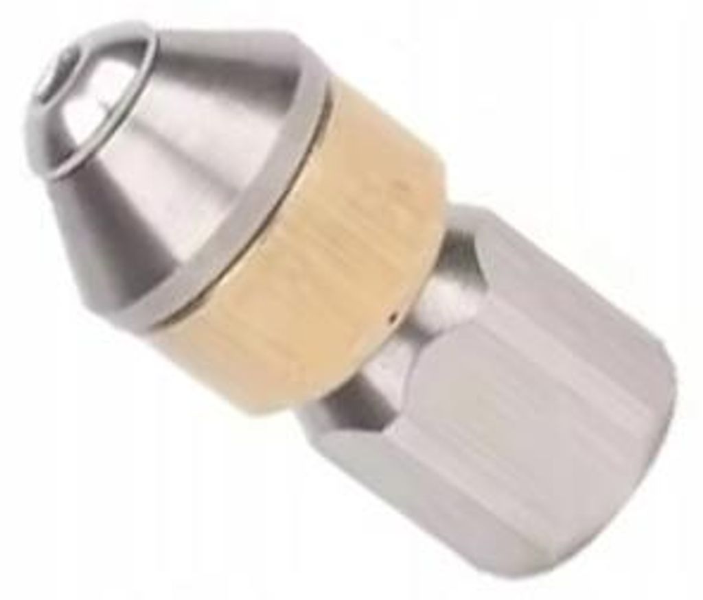 Rosfix Rotierende Kanalreinigungsdüse | 1/8" Gewinde | 350 bar | Edelstahl & Messing | 3 Rückstrahldüsen | Hochdruckreiniger & Rohrreinigung
