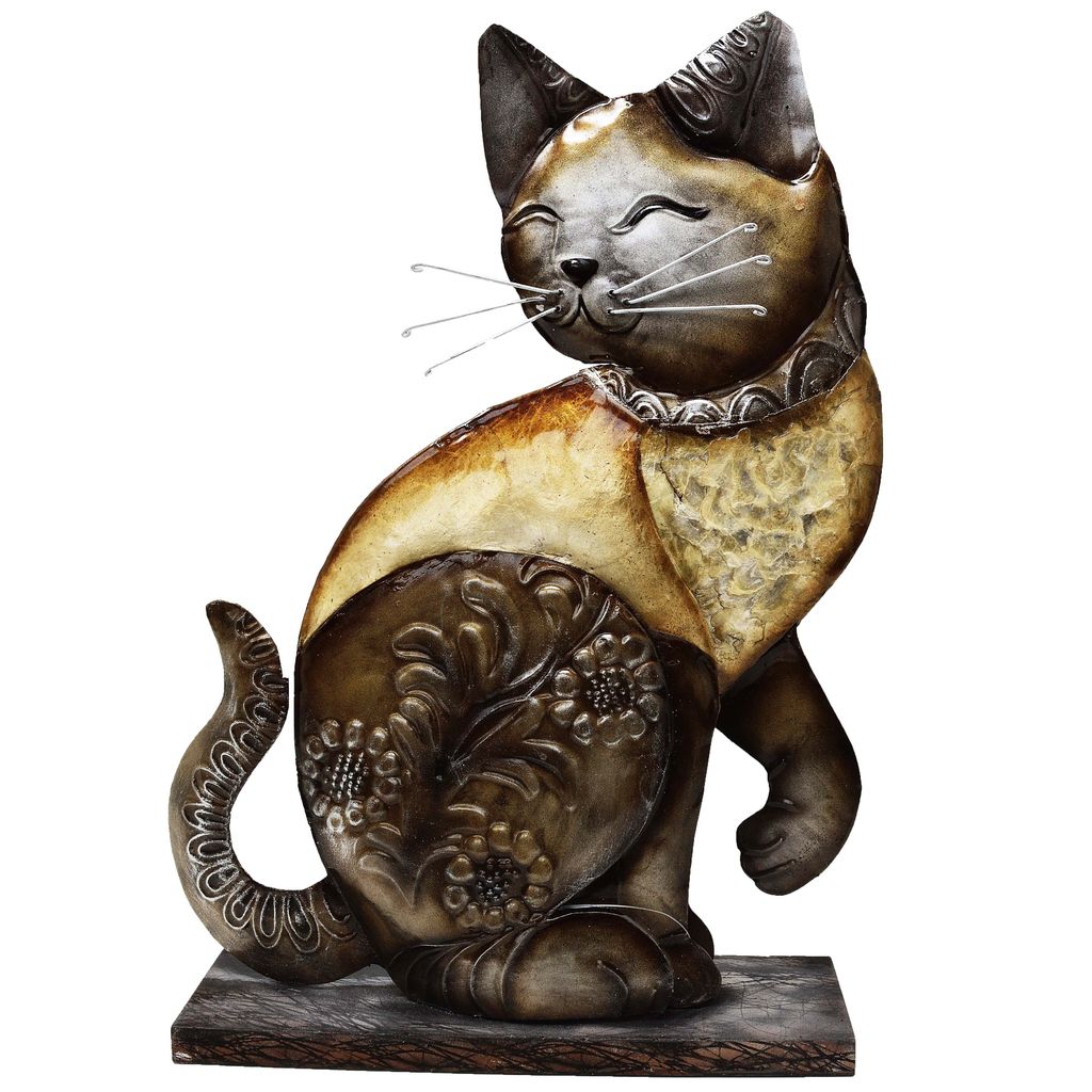 Dekofigur Katze sitzend Katzenfigur Figur Dekoration Mieze Metallfigur