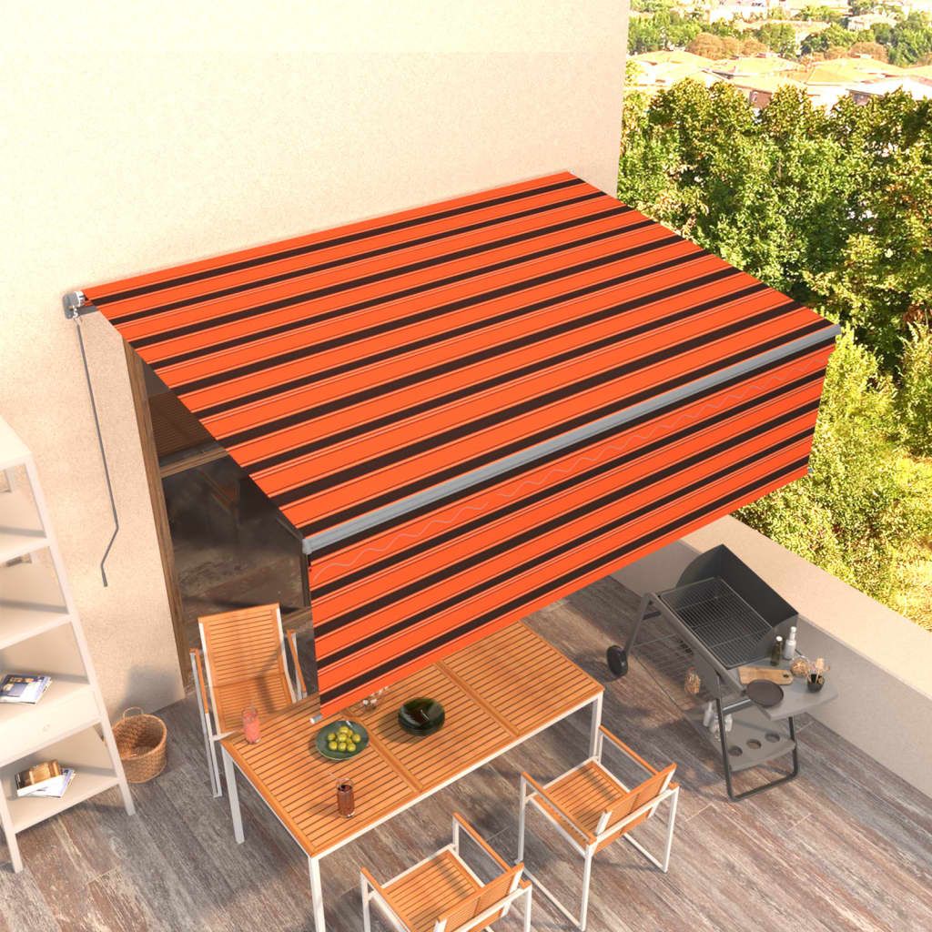 The Living Store Gelenkarmmarkise Einziehbar mit Jalousie 4,5x3 m Orange Braun