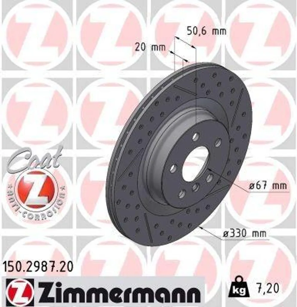 Disque de frein arrière 330mm ventilé pour BMW F40 Zimmermann Coat Z
