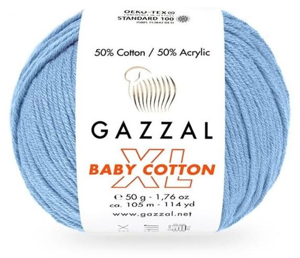 Wolle Gazzal Baby Baumwolle XL 3423 blau - Stricken & Produktbild 