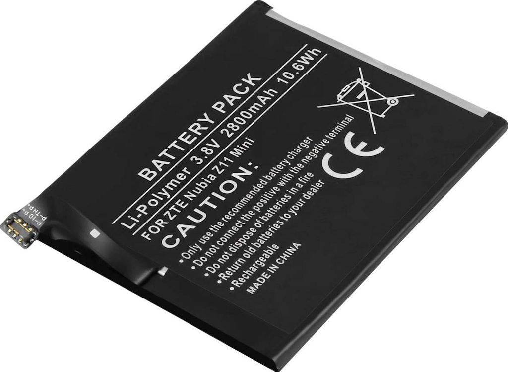 Avizar, Akku ZTE Nubia Z11 mini Li-Polymer 3,8V 2800mAh, Schwarz