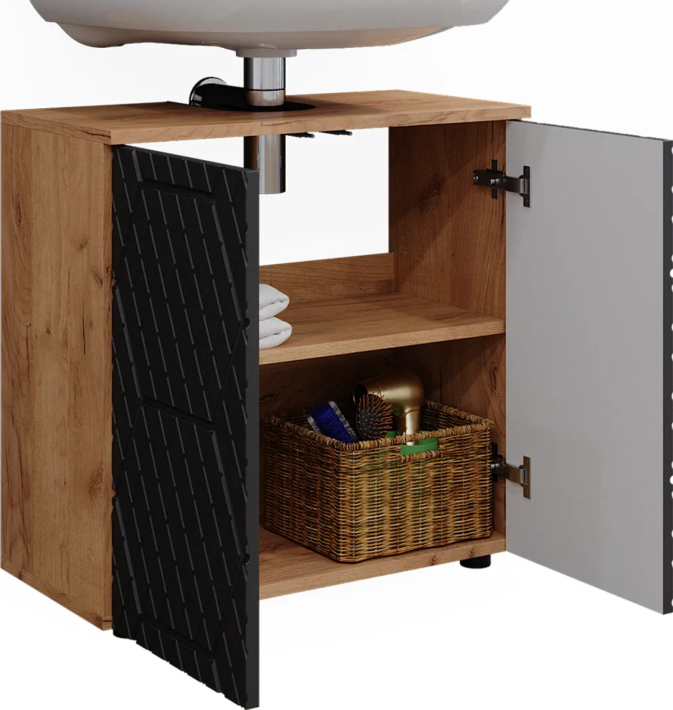 Meuble vasque anthracite 60cm structure nid d'abeille Vicco Irma 42846 - 6