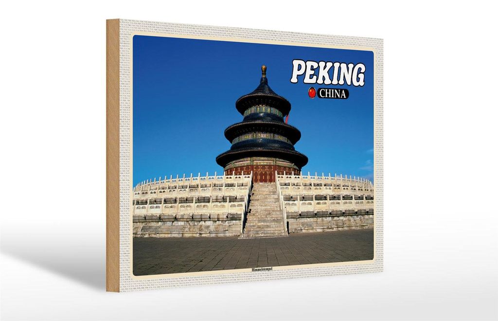Holzschild Reise 30x20cm Peking China Himmelstempel Geschenk