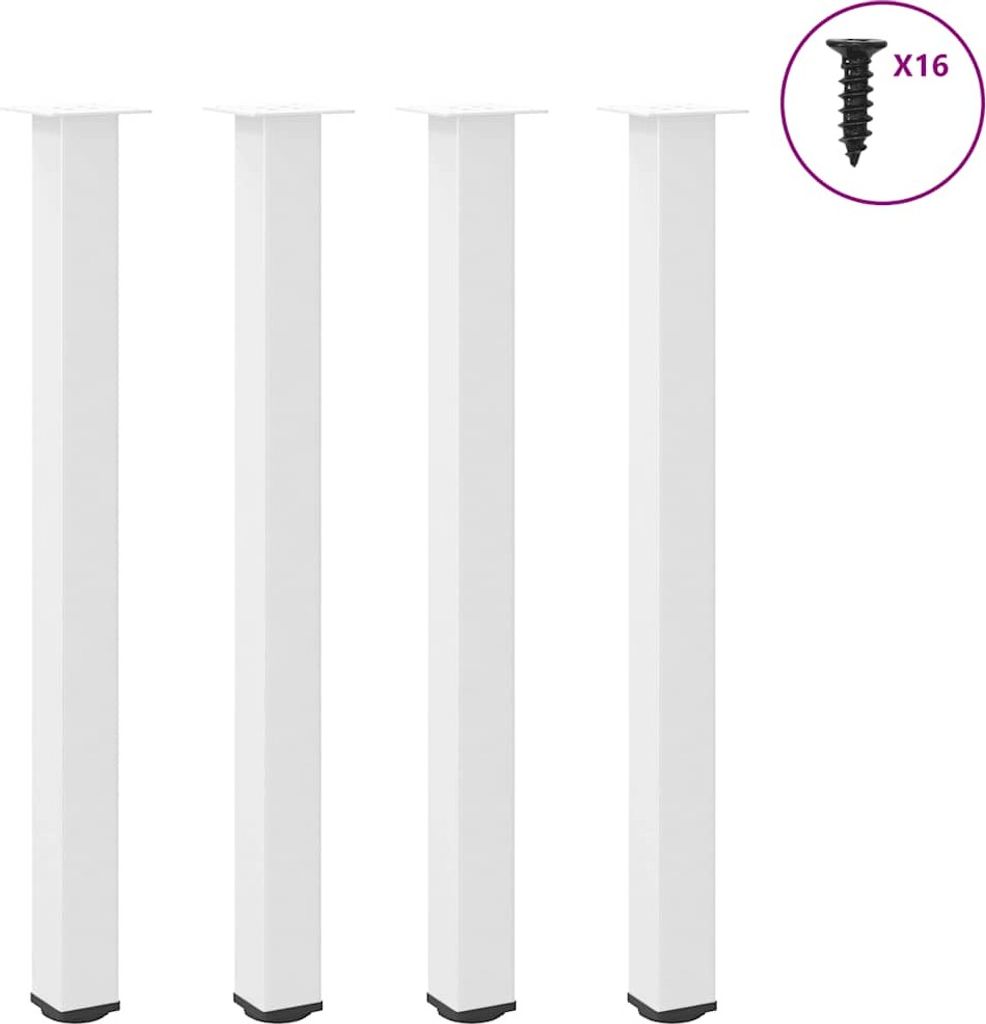 Bartischbeine 4 Stk. Weiß 110-112 cm Stahl