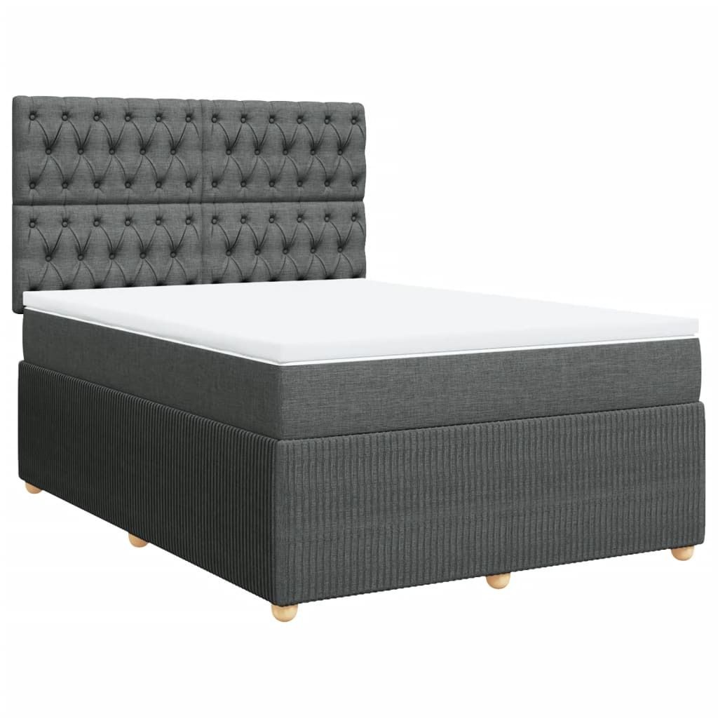 "2026 Aktion"Boxspringbett Modernes/Doppelbett - Polsterbett Erwachsene/r /Kind - mit Matratze Dunkelgrau 140x190cm Stoff - Klassische Betten NeuM...