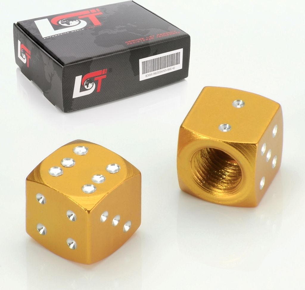 2X Ventilkappe Reifenventil Ventil Kappe Alu Würfel Gold Für Pkw Lkw Motorrad