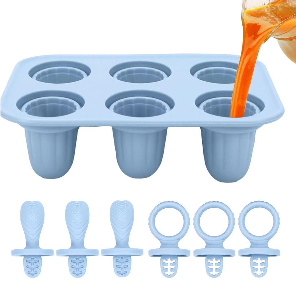 Silikon Eisformen für Kinder – 6×17 ml Mini Eis am Stiel mit Beißring – BPA-frei, ideal für Babybrei & Kleinkind-Popsicles, leicht für kle...