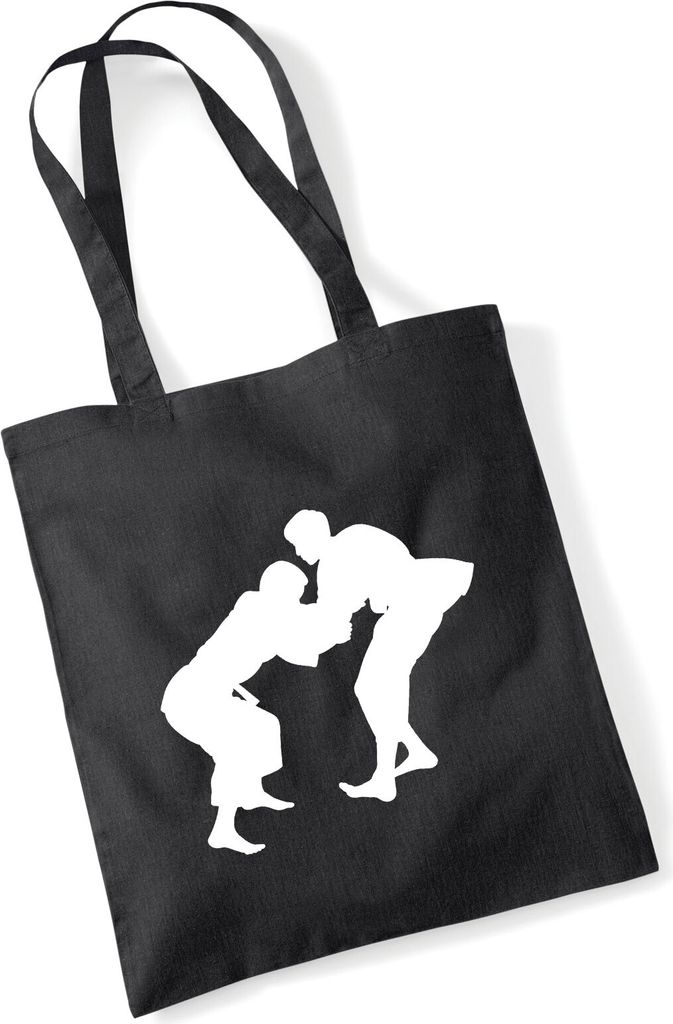 Huuraa Jutebeutel Judo Silhouette 10 Liter Black Baumwolle Tasche Geschenkidee