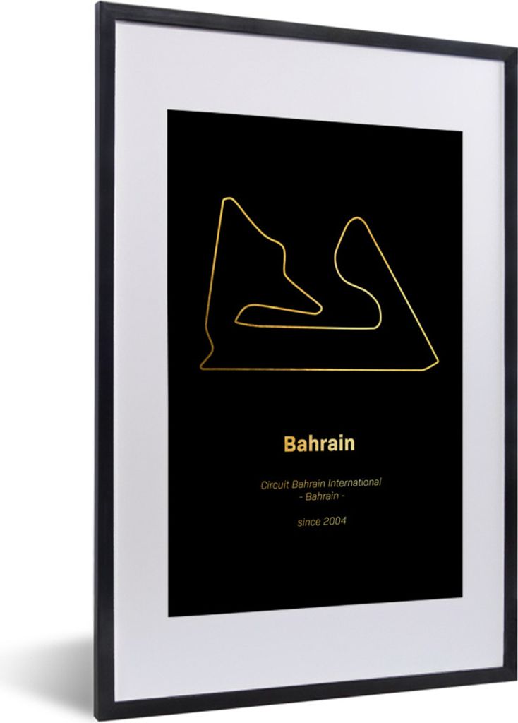MuchoWow Gerahmtes Poster Bahrain - F1 - Rennstrecke 40x60 cm - Poster mit Schwarzem Bilderrahmen Wandposter Rahmen Foto Bilder - Poster in Rahmen