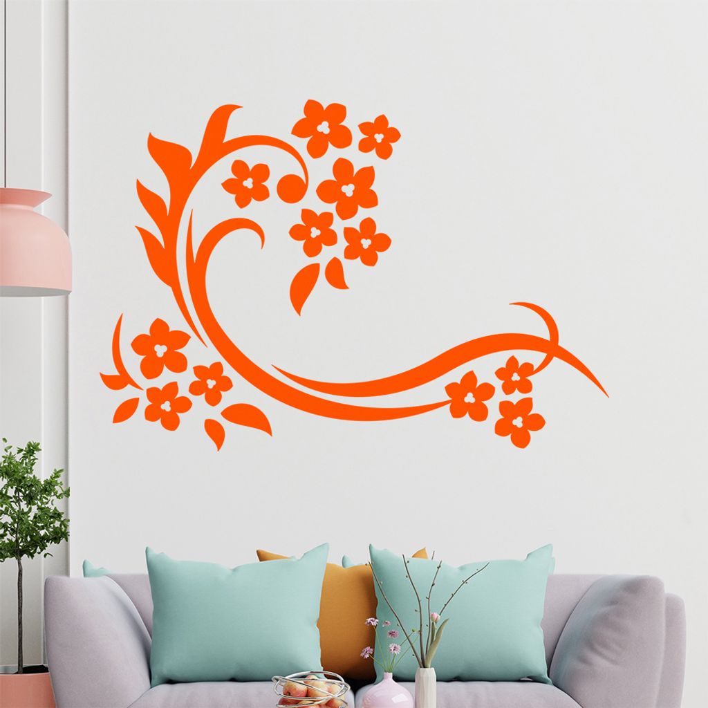 Schöne Blüten Ranke Wandtattoo in 6 Größen - Wandaufkleber Wall Sticker - Dekoration, Küche, Wohnzimmer, Schlafzimmer, Badezimmer